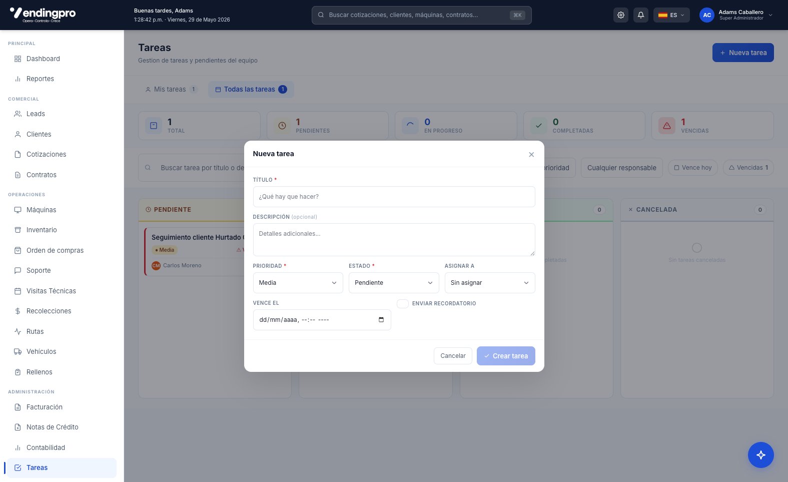 Modal Nueva tarea